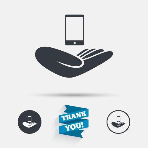 smartphone insurance sign hand holds phone vector image