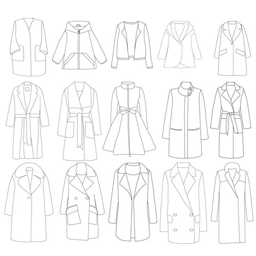 White background autumn women coat set Vector Image