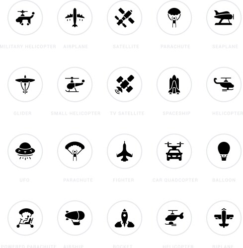 set simple icons aircraft vector image