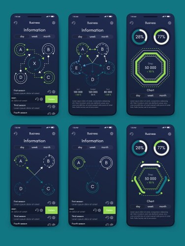 Different ui ux gui screens and flat web icons vektorbild