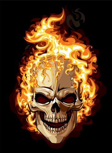 Burning Skull on Black Vector Image