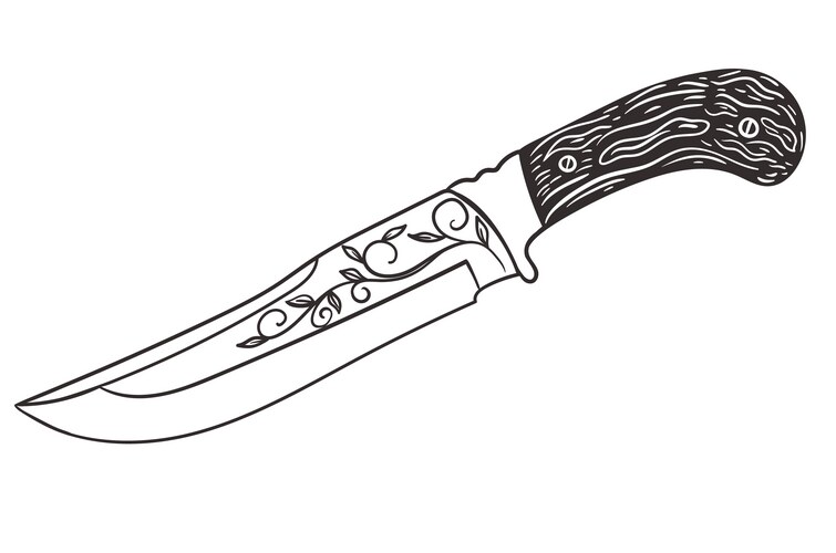 Hunting knife with a wooden handle isolate Vector Image