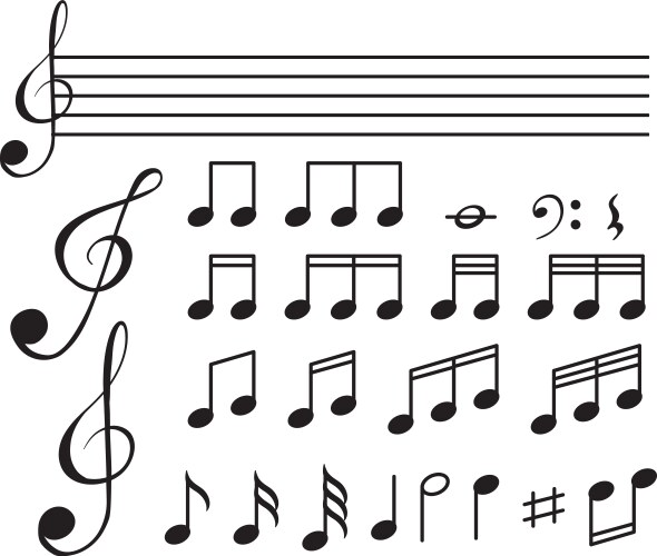 Musical symbols with lines on white background vector image