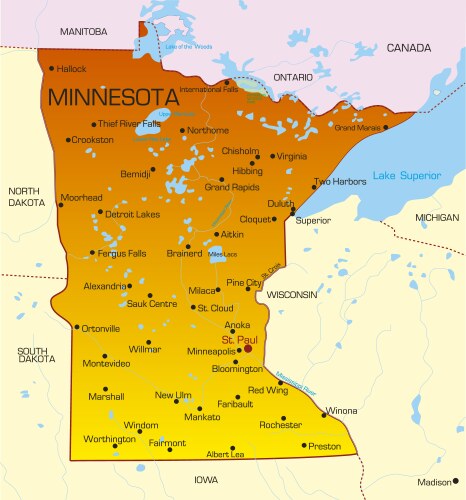 Minnesota Map Vector Image