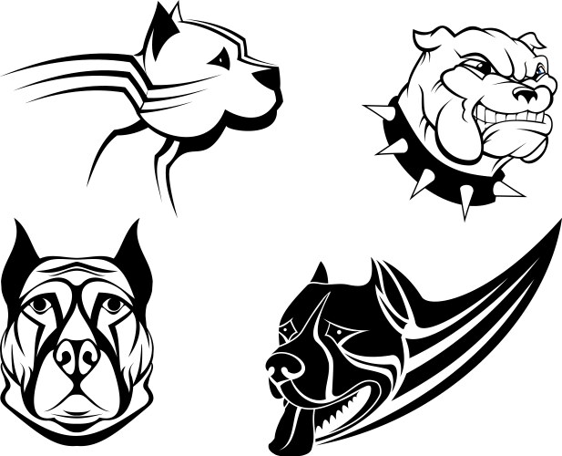 guard powerful dogs set vector