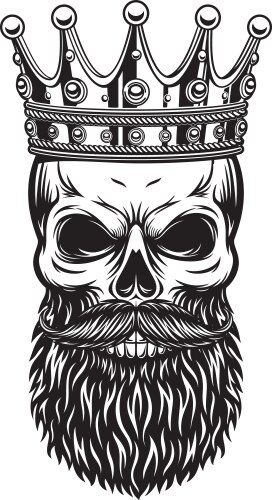 King skull head with luxury crown black and white Vector Image