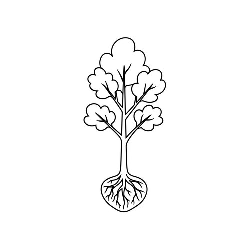 Minimalist line art cherry blossom tree isolated Vector Image