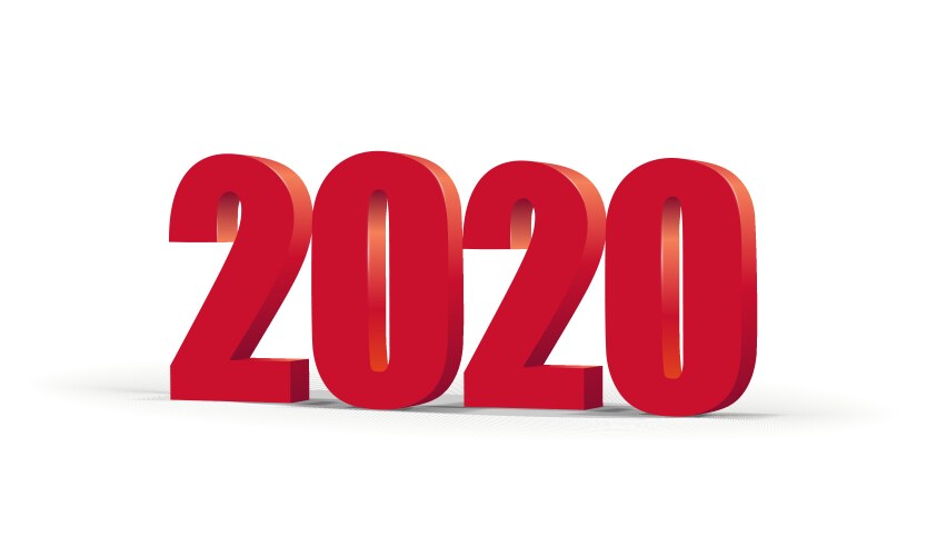 Happy new year 2020 celebration 3d text red vector image