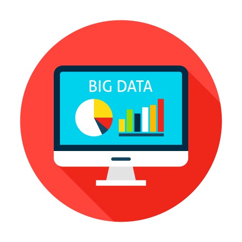 big data computer flat circle icon vector