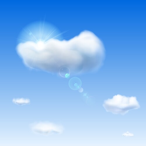 Blue sky with sun and lens flare Royalty Free Vector Image
