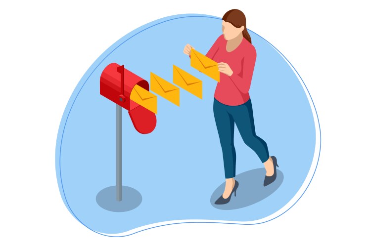 Isometric email notification concept message Vector Image