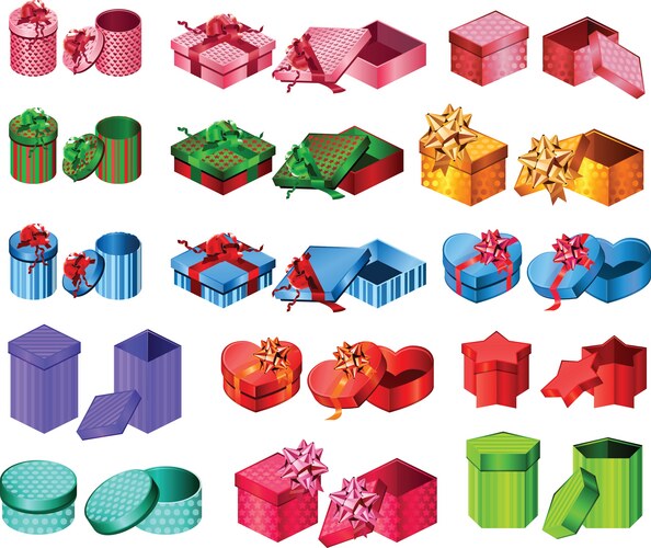 Collection Box Vector Big collection of gift boxes – Royalty-Free Vector | VectorStock