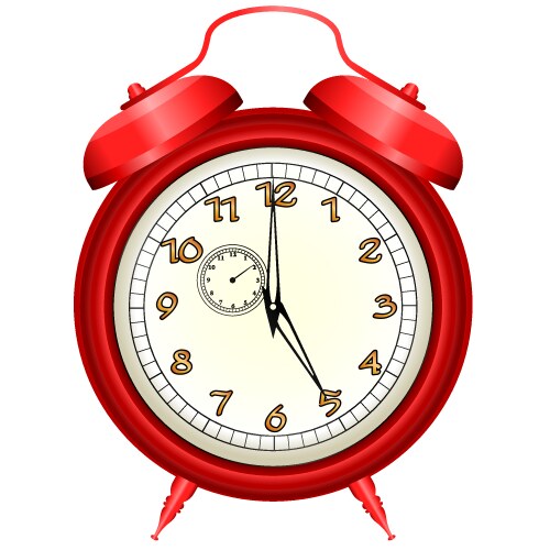 Red alarm clock isolated realistic 3d mockup Vector Image
