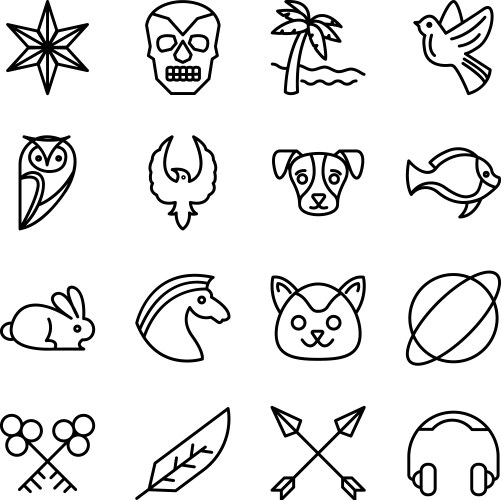 Tattoo art line icons Vector Image