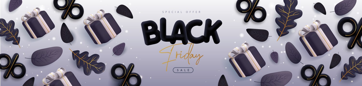 Black friday big sale poster with 3d gift box vector image