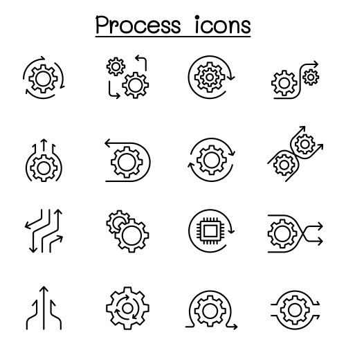 Process data analysis icon set in thin line style Vector Image