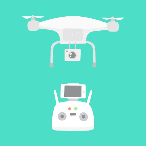 Aerial drone and drones controller vector image