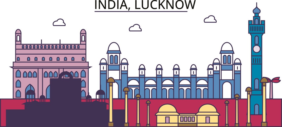 india lucknow tourism landmarks city vector