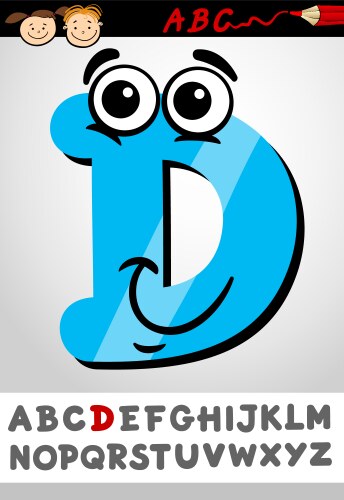 funny letter d cartoon vector image