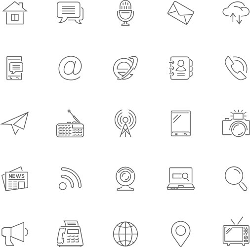 contact and communication line icons vector