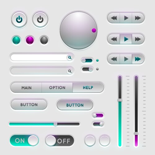 Web UI Elements - Buttons & Controls vector image