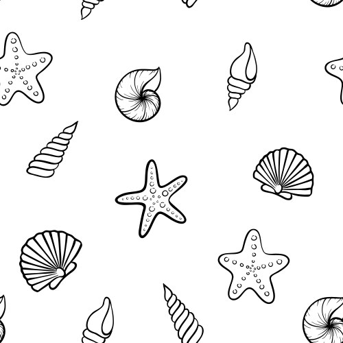 Outline seashell set Royalty Free Vector Image