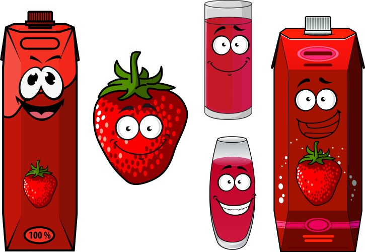 Strawberry smoothie or juice icon set vector image