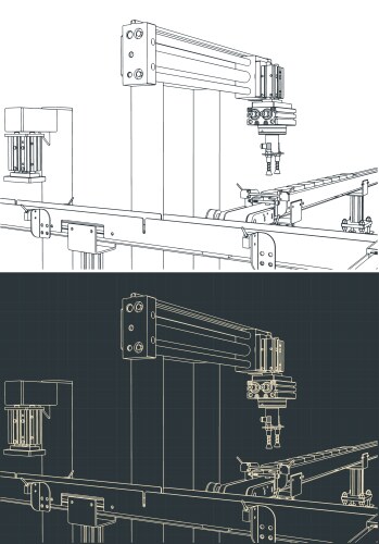 Robotic factory line retro poster Royalty Free Vector Image