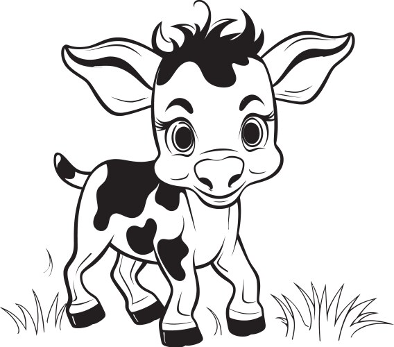 Coloring capers cartoon cow black logo cartoon Vector Image