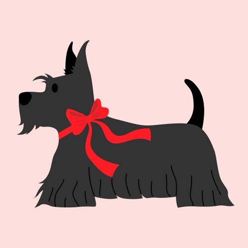 scottish terrier with bow collar cartoon happy vector