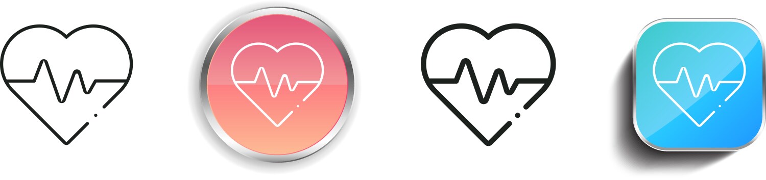 Heartbeat icon thin linear regular and button vector image