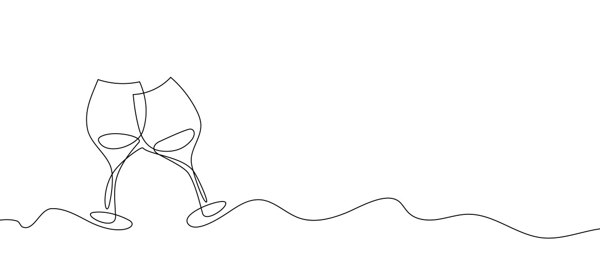 One continuous line of hand-drawn glasses wine Vector Image