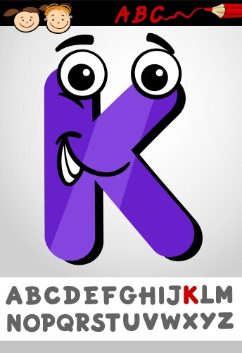 funny letter k cartoon vector