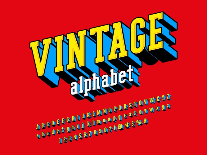 3d retro font Royalty Free Vector Image - VectorStock