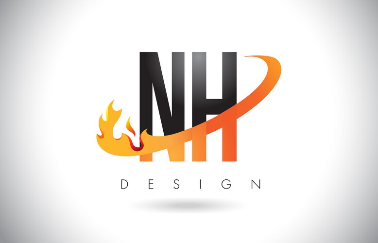 Nh n h letter logo with fire flames design Vector Image