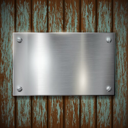 Rustic Metal Plate on Wooden Wall Vector Image
