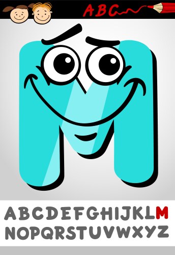 funny letter m cartoon vector