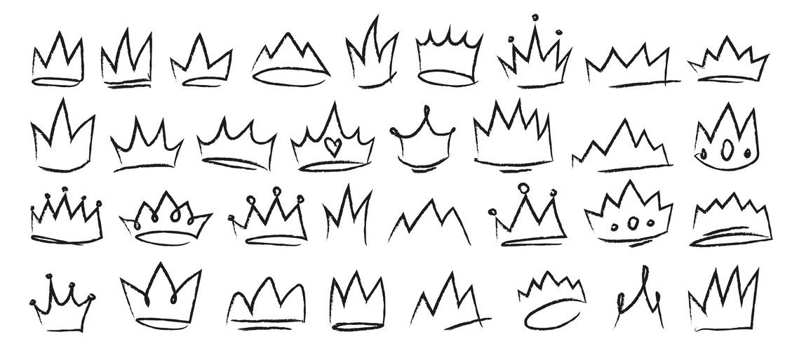 Hand Drawn Crown Set Vector Image