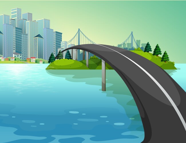 Covered bridge scene Royalty Free Vector Image