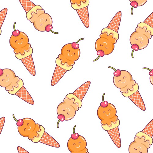 Doodle Ice Cream Pattern vector image