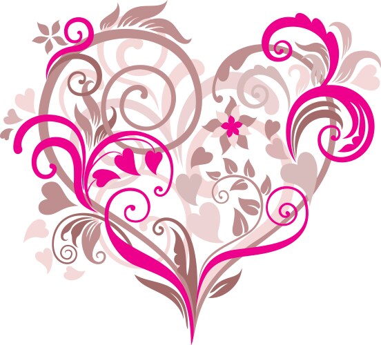 Pink floral heart background Royalty Free Vector Image
