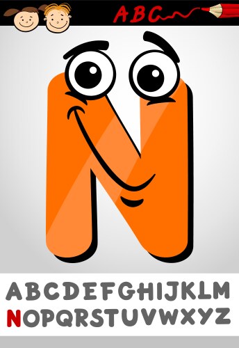 funny letter n cartoon vector image