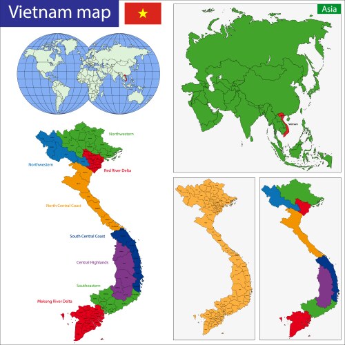 Vietnam Map - Provinces Vector Image