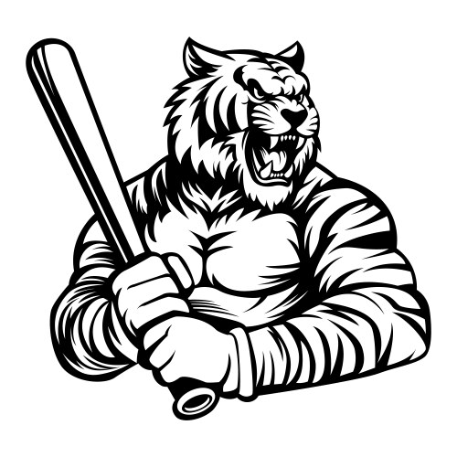 Angry Tiger Baseball Mascot Logo