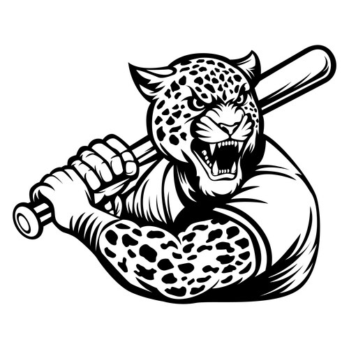 Angry leopard baseball team logo mascot Vector Image