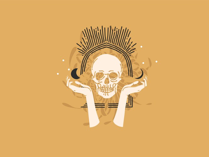 Abstract Moon & Skull Logo Vector Image