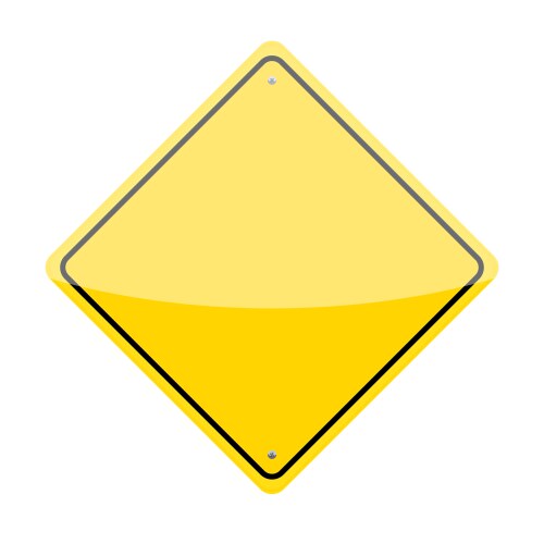 Blank yellow warning sign isolated Royalty Free Vector Image