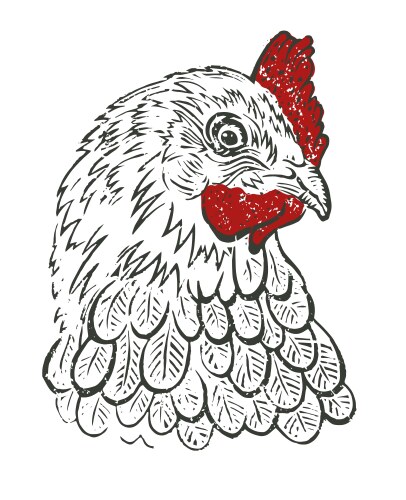 Chicken Linocut Artwork Vector Image