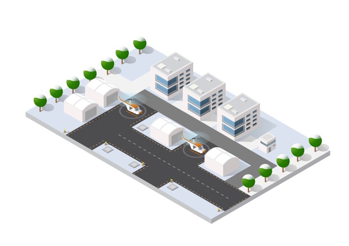 isometric 3d airstrip vector image vector image