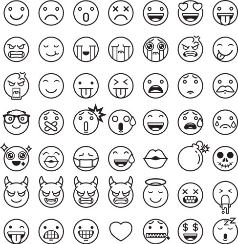 emoji emoticons symbols icons set vector